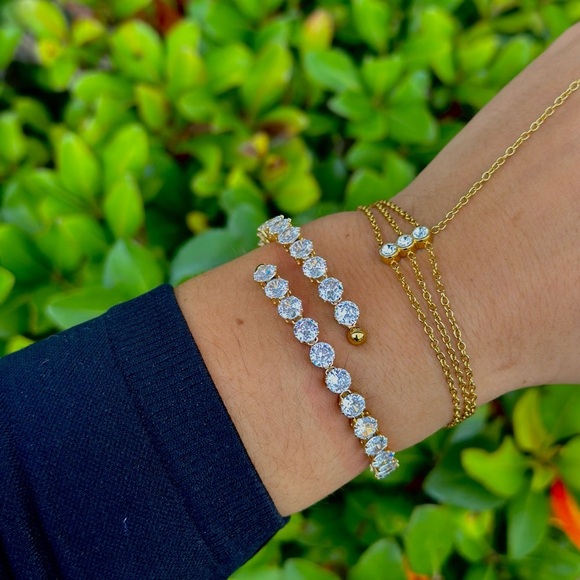 Water Resistant Gold Diamond Adjustable Wrap Bracelet - Picture 1 of 1